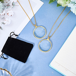 2 шт. плоские круглые подвески с 5-кратным увеличительным стеклом&nbsp;NJEW-SP0001-03G