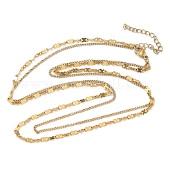 Двухслойные ожерелья из нержавеющей стали 304 с 8 звеном в форме звена для женщин NJEW-U050-02D-G