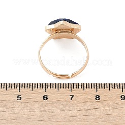 Bagues réglables en lapis-lazuli naturel étoilé&nbsp;RJEW-H241-01G-01