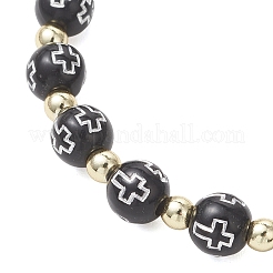Религиозные браслеты из эмалированного сплава в форме овала с подвесками в виде Девы Марии и креста.&nbsp;BJEW-JB13399