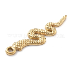 304ステンレスペンダント  スネークチャーム  18KGP本金メッキ  31x8.5x1.5mm  穴：1.8mm&nbsp;STAS-I327-03G-03