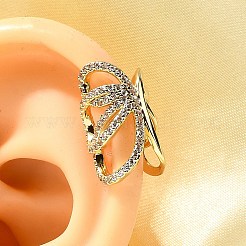 Серьги-каффы с бабочками из латуни с микропаве из прозрачных кубических цирконий&nbsp;EJEW-P322-16G