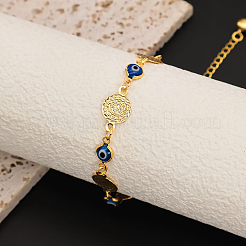 Винтажные пляжные браслеты на ногу с синими звеньями из латуни в виде сглаза для женщин MD8802