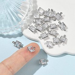 Messing Pavé klar Zirkonia quadratische Verbindungsstück Charms&nbsp;XGRQ2O726-447P
