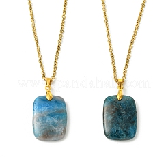 Collana con ciondolo rettangolare in apatite naturale e catena a maglie in acciaio inossidabile 304&nbsp;NJEW-JN06210-02