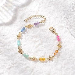 Браслеты-цепочки из натуральных смешанных драгоценных камней с бусинами BJEW-JB12629