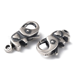 タイスターリングシルバーカニカン925個  ハートを象  スタンプ925個付き  アンティークシルバー  20x10x5mm  穴：1.8mm&nbsp;STER-D003-59B-AS