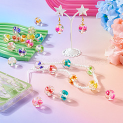 18 шт. 9-цветные прозрачные бусины из смолы с внутренними сухоцветами&nbsp;RESI-TA0003-29