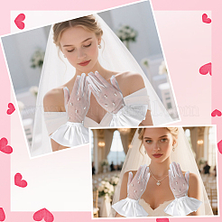 Перчатки невесты из полиэстера и кружева&nbsp;AJEW-WH20120-23F