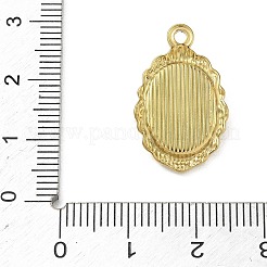 304ステンレススチールと布製のペンダント  楕円形の刺繍入り花柄チャーム  ゴールドカラー  砂茶色  23.5x14.5x3.5mm  穴：1.8mm&nbsp;STAS-I369-10G-01