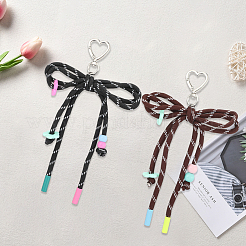 2 шт. 2-х цветные акриловые и полиэстеровые подвесные украшения в виде бантов&nbsp;HJEW-GF0001-61