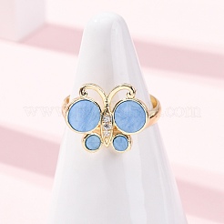 Латунные микро проложить пальцев кольца кубического циркония&nbsp;RJEW-C152-01G