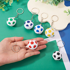 6шт 6 цвета пластиковый брелок-подвеска в виде футбольного мяча&nbsp;KEYC-TA0001-60