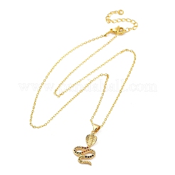 Латунные микропаве цветные кубические цирконии ожерелья с подвеской в виде змеи NJEW-S438-02H-G
