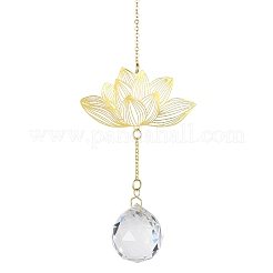 Ornamenti pendenti in ottone cavo di loto&nbsp;HJEW-E012-03G-01