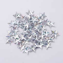 オーナメントアクセサリープラスチック製スパンコール/スパンコールビーズ  スター  銀  10x10x0.8mm  穴：1mm&nbsp;PVC-E001-05-LS02