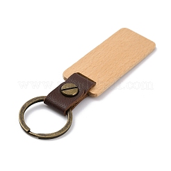 Porte-clés pendentif en bois&nbsp;KEYC-WH0036-29B-01