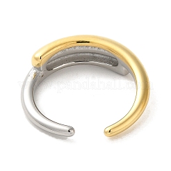 304ステンレススチールカフ二重リング  本物の金メッキと本物のプラチナメッキ  usサイズ7（17.3mm）&nbsp;RJEW-Q807-02G