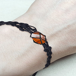 4шт 2-х цветные регулируемые браслеты из вощеного шнура с плетеными бусинами&nbsp;BJEW-LP0001-40