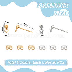 40 шт. 2 цвета фурнитура для сережек-гвоздиков из нержавеющей стали 304 STAS-UN0063-71