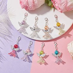 Decorazioni pendenti con angelo in vetro e perle di vetro&nbsp;HJEW-JM01939