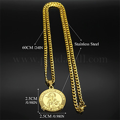 Colliers pour hommes avec pendentif Sainte Thérèse en acier inoxydable 304 et chaîne cubaine&nbsp;FS-WG81751-01
