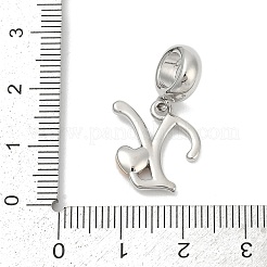 真鍮ヨーロッパダングルチャーム  ハート文字の大きな穴のペンダント  プラチナ·ゴールデン  文字y  25.5~30.5mm  穴：6mm&nbsp;LS-KK-Z097-01Y-GP