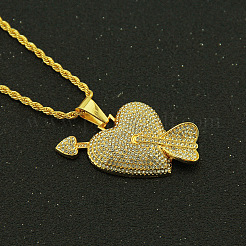 Collier avec pendentif en forme de cœur et de flèche en alliage de zinc et strass&nbsp;FS-WG537ED-01