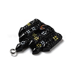 ハロウィン不透明樹脂ペンダント  プラチナトーンの鉄ループ付き  城/お化け屋敷  ブラック  31x23x5.5mm  穴：2mm&nbsp;RESI-B011-07