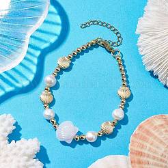 Braccialetti a maglie di perle d'acqua dolce naturali coltivate&nbsp;BJEW-JB10345