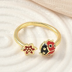 Латунные эмалевые манжеты для женщин RJEW-F196-02A-G