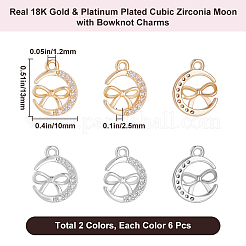 12шт 2 цвета латунные микро проложить кубический цирконий шармы KK-BBC0014-88