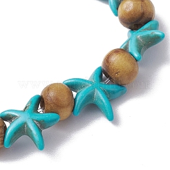 Barcelets extensibles en perles turquoise synthétique&nbsp;BJEW-JB10293-01
