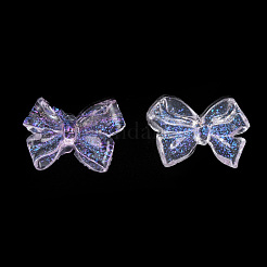クリア樹脂カボション  グリッターパウダー付き  蝶結び  ミックスカラー  8x11x3mm&nbsp;CRES-N030-008-B