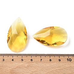 ガラスチャーム  ティアドロップチャーム  多面カット  シャンパンイエロー  38x22x13mm  穴：1.5mm&nbsp;GLAA-I062-01G