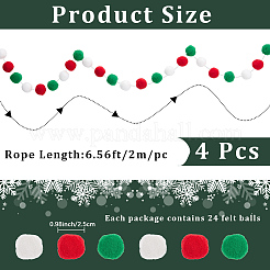 4шт. шар из помпона с полиэфирным шнуром для подвешивания баннеров&nbsp;AJEW-CP0009-76B