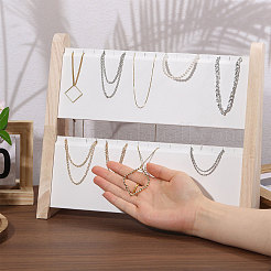 2-уровневые деревянные наклонные подставки для ожерелий NDIS-WH0001-19