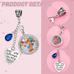 2 шт. плоские круглые подвески-медальоны из сплава и стекла в тибетском стиле&nbsp;HJEW-UN00041