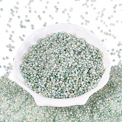 焼付塗装ガラスシードビーズ  ロンデル  丸い穴  ライトシアン  2.5x1.5mm  穴：1~1.2mm  約25000個/ポンド&nbsp;SEED-Q041-03A-02