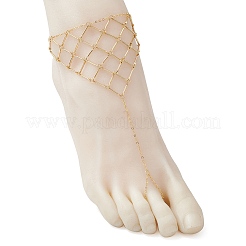 Браслеты на ногу из нержавеющей стали 304 с треугольными кольцами и сеткой для женщин AJEW-AN00664