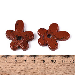 天然石レッドジャスパーペンダント  花のチャーム  34~35x29.5~31x6~7mm  穴：5mm&nbsp;G-T142-44F