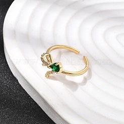 Латунь с манжетами из зеленого стекла RJEW-P173-01G-03