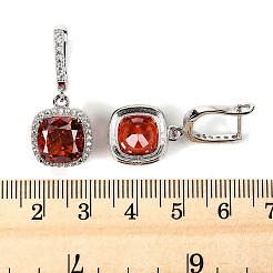925 boucle d'oreille créole carrée en argent sterling avec pavé de zircones cubiques&nbsp;EJEW-C150-01A-01