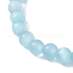 Браслеты из круглых бусин ручной работы с эффектом кошачьего глаза и сглаза для женщин&nbsp;BJEW-JB12289-01