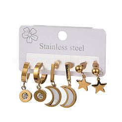 3 Paar Ohrringsets aus emailliertem Edelstahl 304 (Creolen & Stecker)&nbsp;EJEW-Z166-02G-01