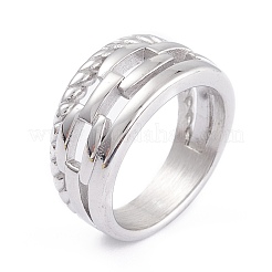 変色しにくいユニセックス304ステンレススチール製指輪  円形  ステンレス鋼色  サイズ6~9  6~12mm  内径：16.5~18.9mm&nbsp;RJEW-K233-12-P