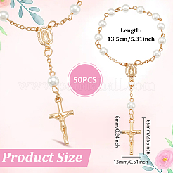 50 шт. браслеты из сплава с крестом и подвеской в виде Иисуса&nbsp;BJEW-WA0001-03
