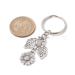 Подвеска-брелок из сплава в тибетском стиле с подсолнечником и листьями&nbsp;KEYC-JKC00710