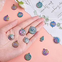 16 pz 8 stile occhio tema 304 acciaio inossidabile strass pendenti&nbsp;STAS-SZ0002-85MC