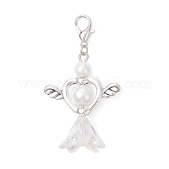 Подвеска в виде цветка-сердца из искусственного акрилового жемчуга с крыльями из сплава HJEW-JM03985-01